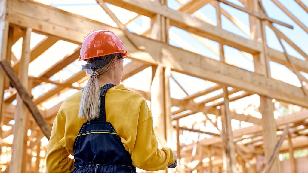 Woman working in construction