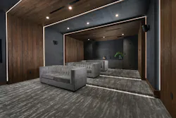 A theater in the basement provides a secluded, windowless retreat for family movie nights. A theater in the basement provides a secluded, windowless retreat for family movie nights.