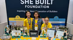 She Built Fundation Ambassadors (L-R) Blake Udine, Zoey Gerson, and Wynee Druschel made quite an impression at the 2026 International Builders' Show, educating and encouraging adults and kids alike about careers in the skilled construction trades.