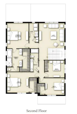 Second floor floor plan of DTJ Design's Kemp model Second floor floor plan of DTJ Design's Kemp model