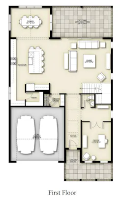 First floor floor plan of DTJ Design's Kemp model First floor floor plan of DTJ Design's Kemp model