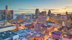 Detroit city skyline at night Detroit city skyline at night