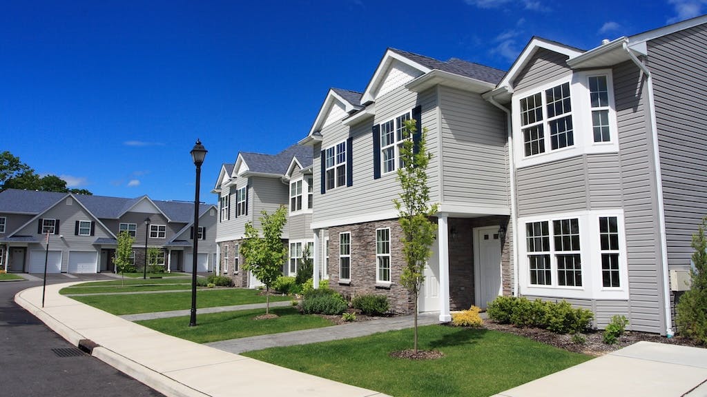 Row of townhomes on a suburban street
