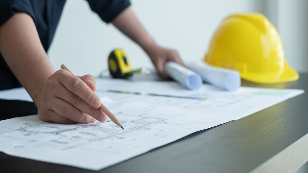 Architect working on a floor plan