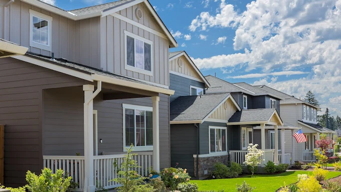 Row of new single-family homes