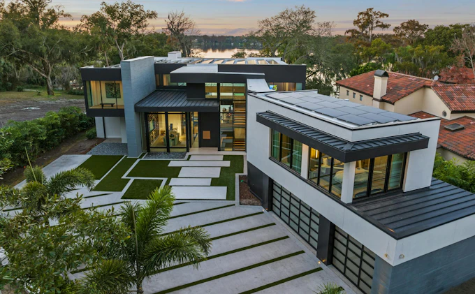 The New American Home 2026 in Winter Park, Fla., features an integrated system of materials, products, and systems that vastly improve energy and water efficiencies, enabling a 43.2kW rooftop solar array to fully provide off-grid power and achieve a minus-35 HERS score.