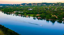 Homes along the riverfront in Austin, Texas