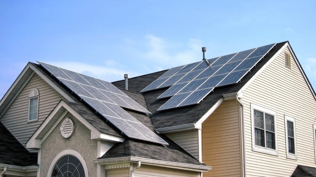 Solar panels on a residential roof