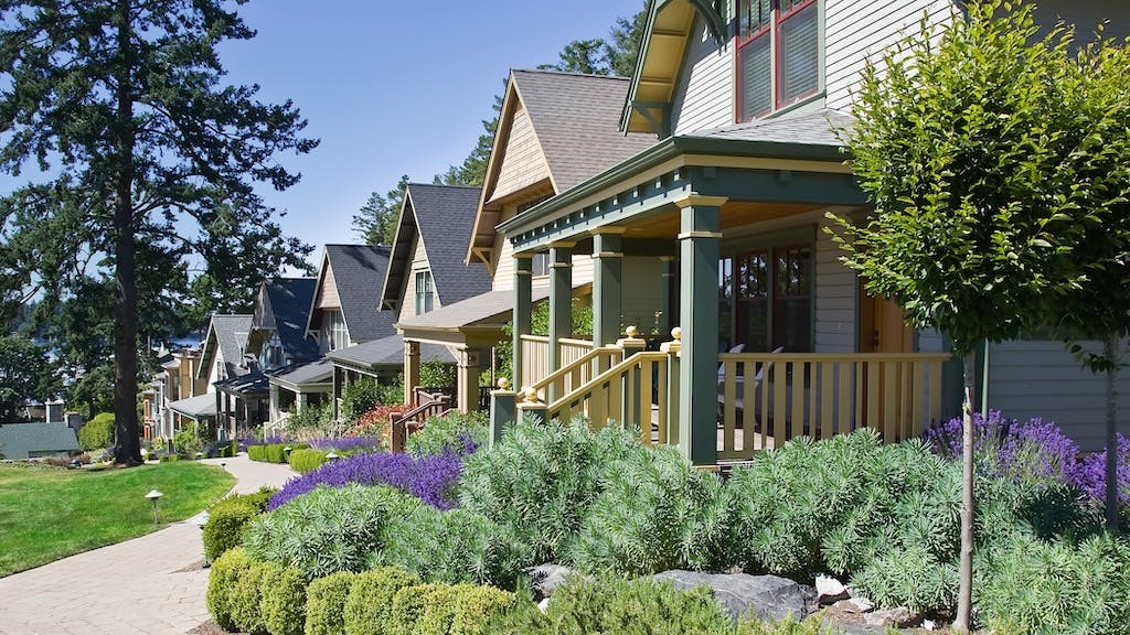 Landscaped front yards in a new-home community