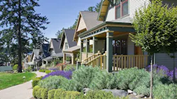 Landscaped front yards in a new-home community