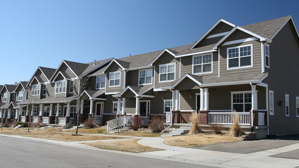 Row of newly-built townhomes
