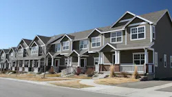 Row of newly-built townhomes