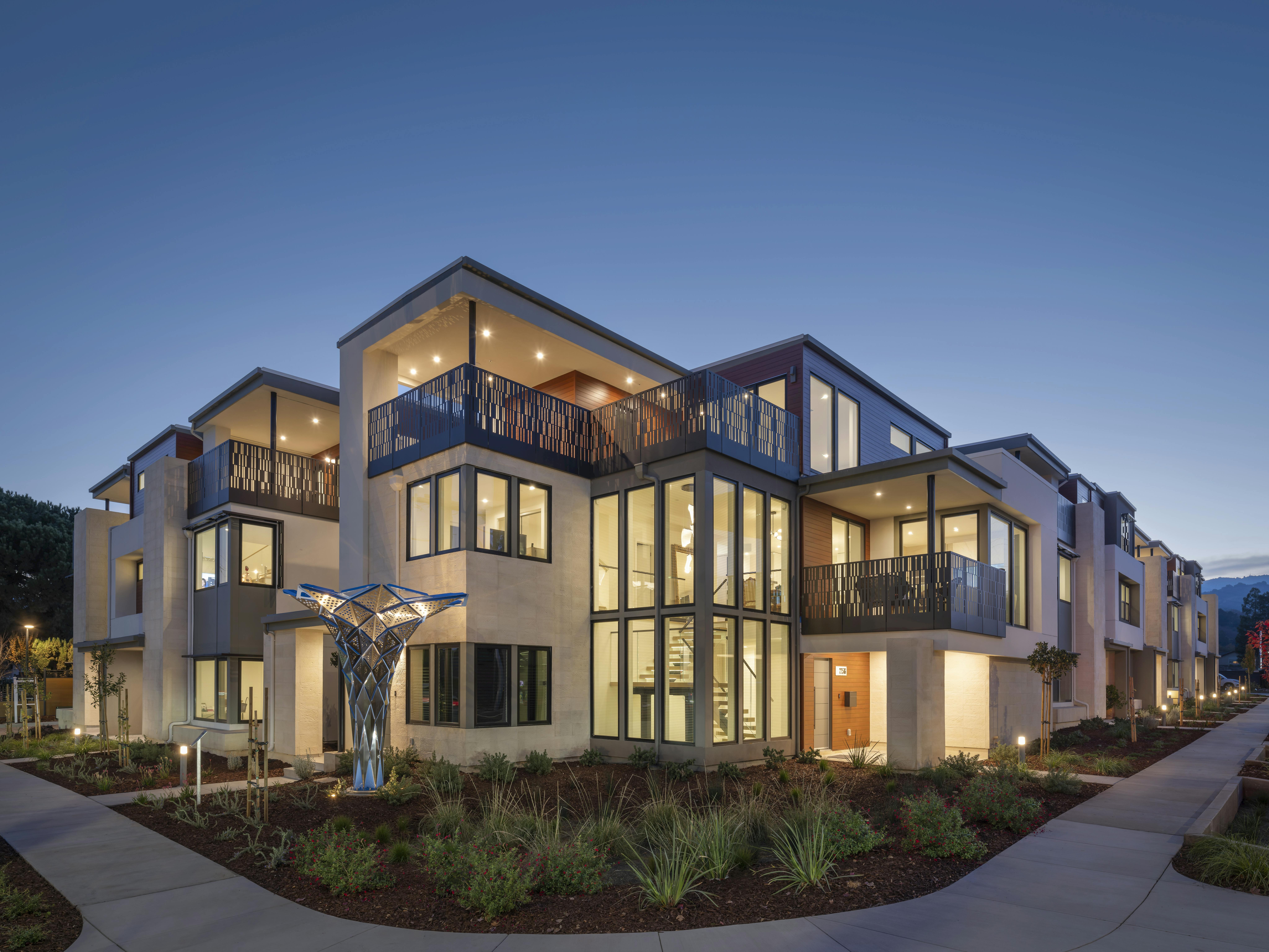 Alan Row in Cupertino, Calif., exemplifies the next generation of single-family attached product in terms of luxury and lifestyle, earning the 9-unit infill project the Gold Award from the 2025 Best in American Living Awards.