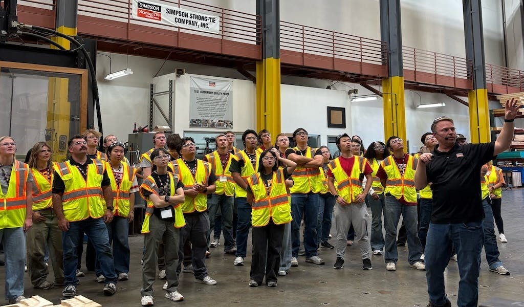 scholarship recipients tour Simpson Strong-Tie facilities