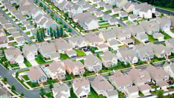 Aerial overview of a suburban neighborhood