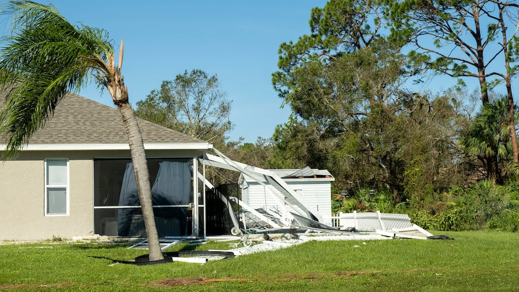 hurricane damage on a home in Florida