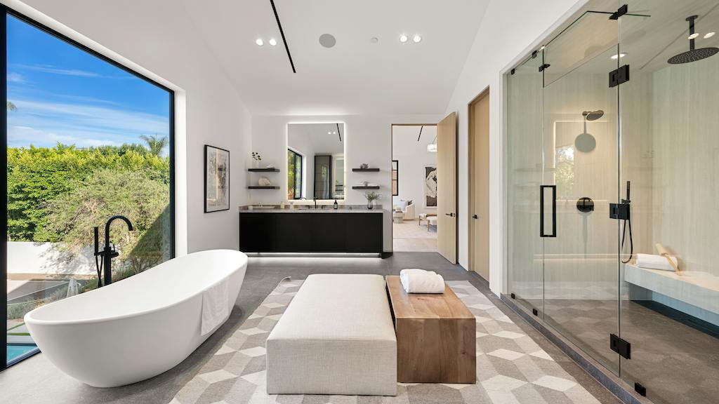 Spacious bathroom with large shower
