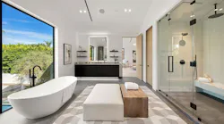 Spacious bathroom with large shower