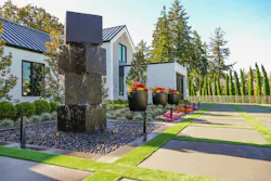 Eagle's landing features a dramatic water feature at the front entry and more than 100 Italian cypress trees across its foorprint.