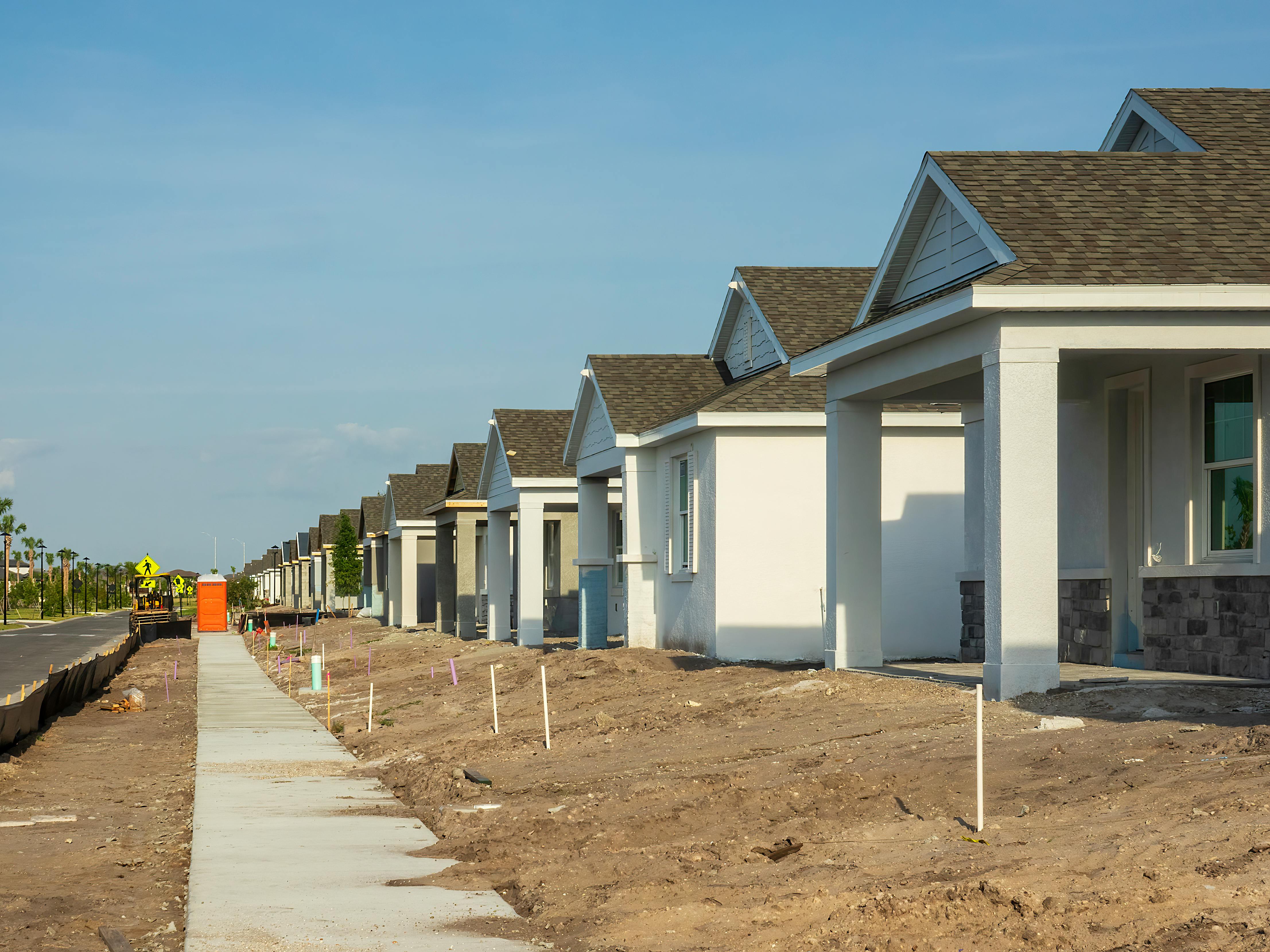 Row of homes under construction